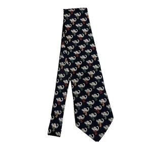 Mens Brooks Brothers Silk Necktie Tie Elephants Trunks Up Navy Blue Made in USA